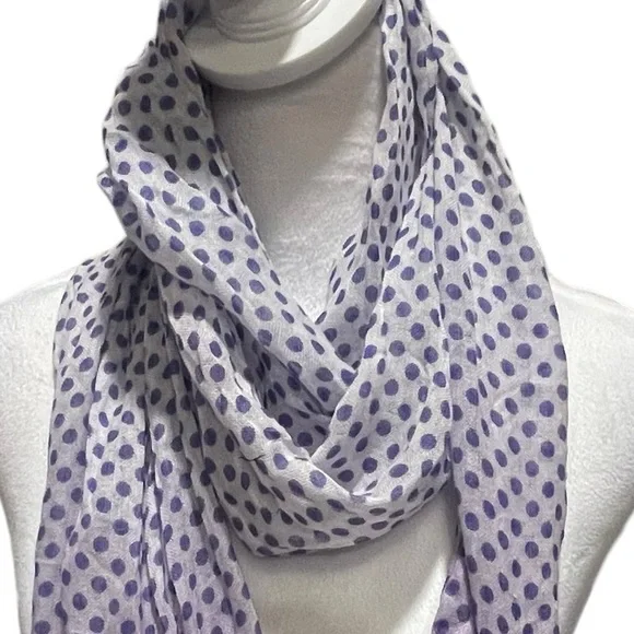 Purple Polka Dot Scarf/Shawl. Fun and flirty style. Lightweight. - Picture 5 of 10